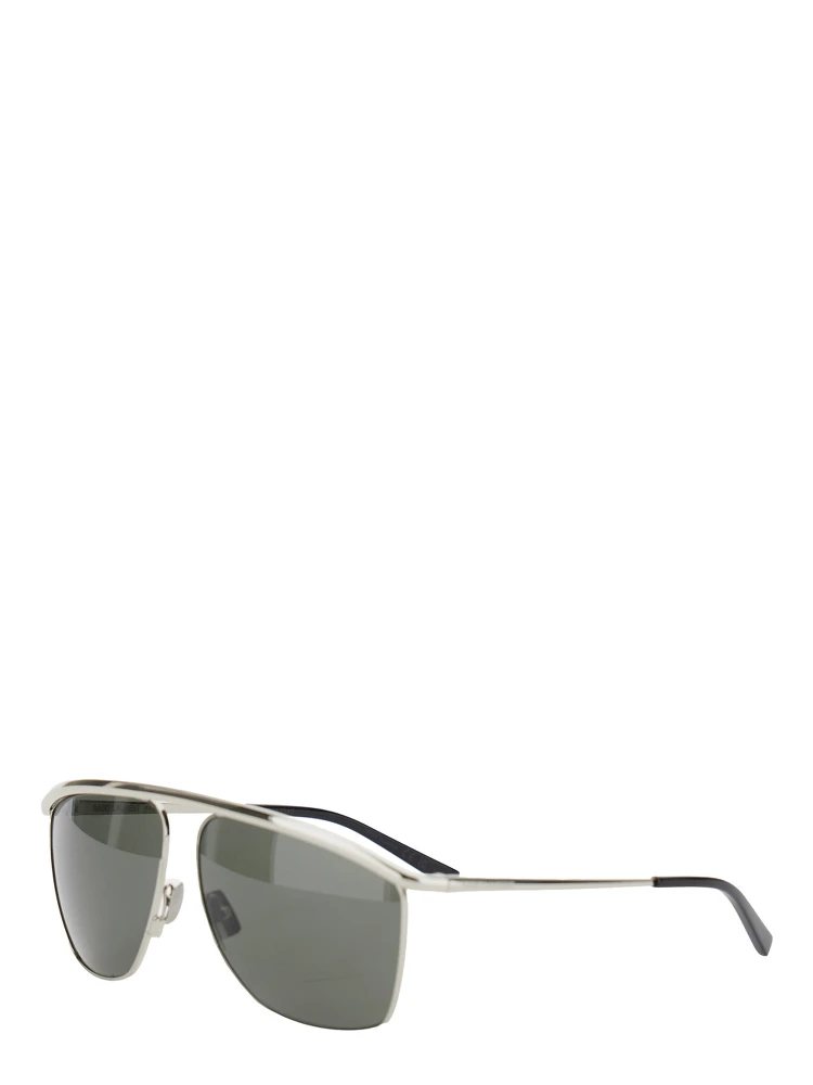 SL 820 Metallic Aviator Sunglasses with Nylon Lenses and Curved Top Bar in Metal Woman
