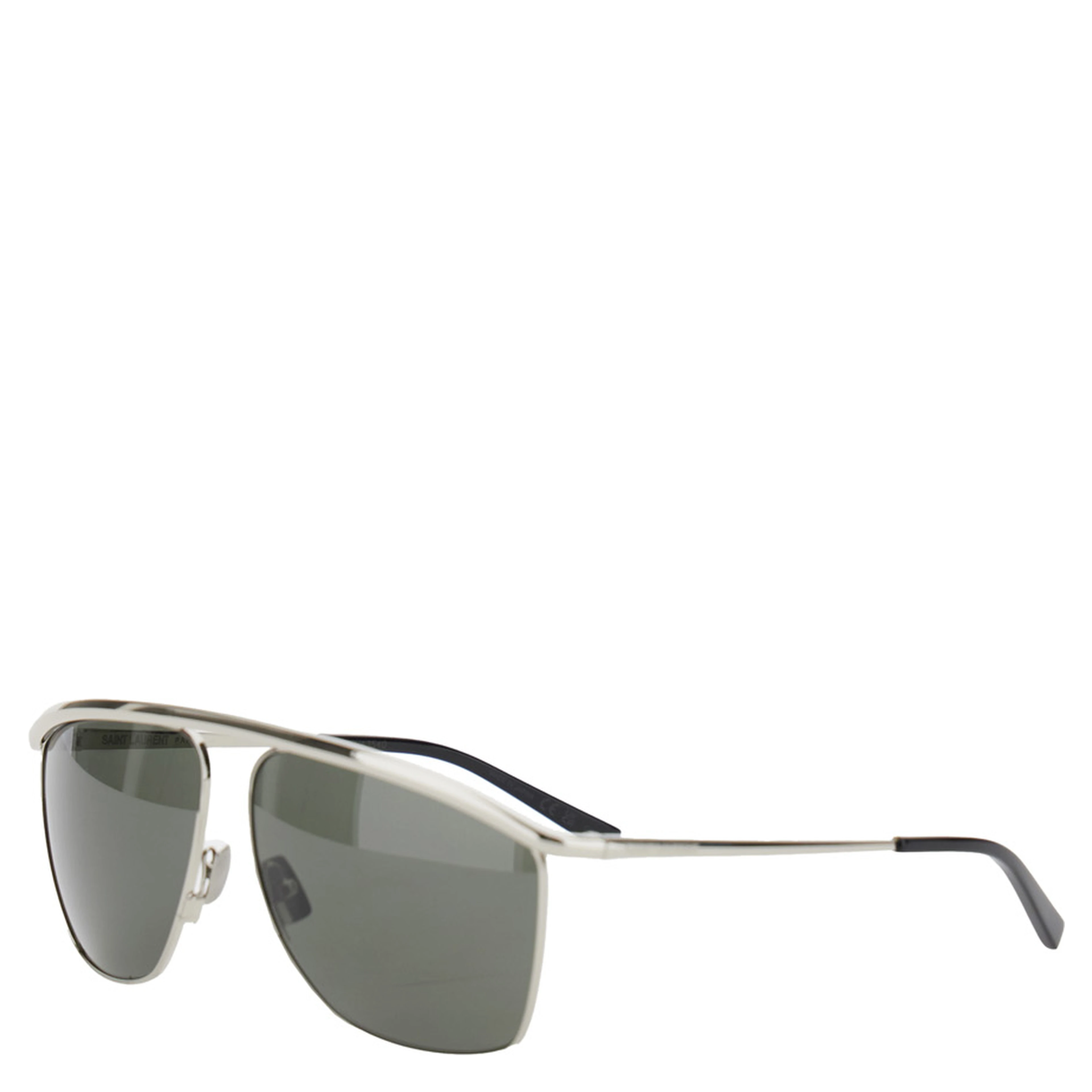 SL 820 Metallic Aviator Sunglasses with Nylon Lenses and Curved Top Bar in Metal Woman