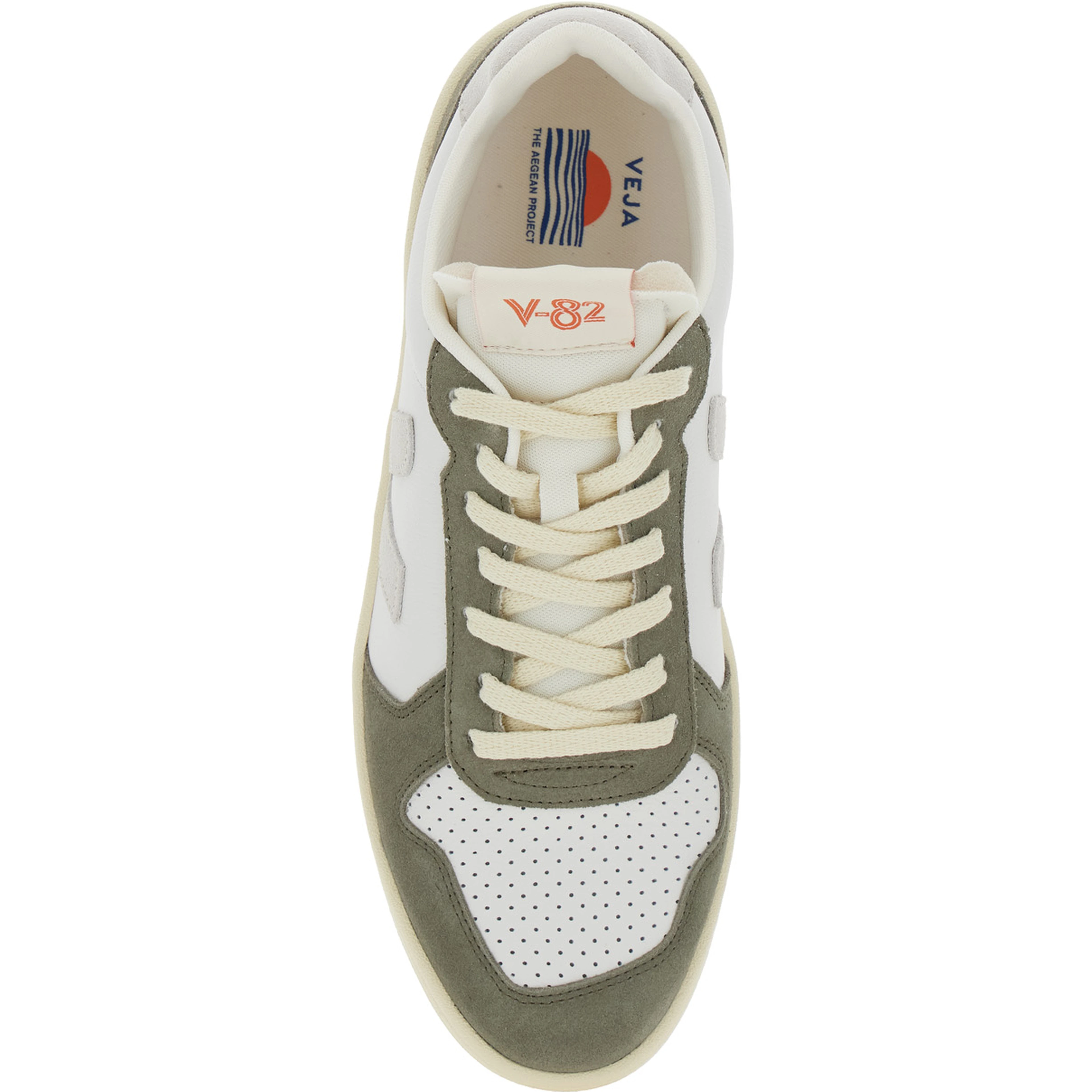 V-82 Green Low Top Sneakers with Logo Patch on Tongue and Side and Logo Lettering on the Heel in Leather Unisex