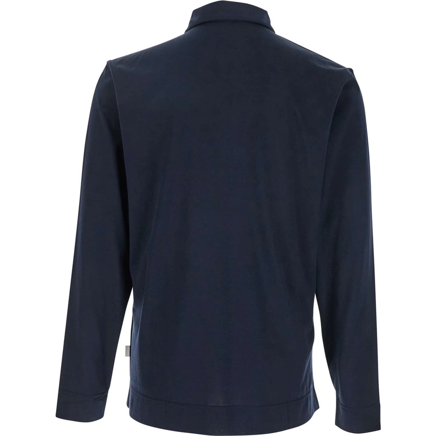 Blue Polo with Classic Collar and Long Sleeves in Cotton and Silk Blend Man