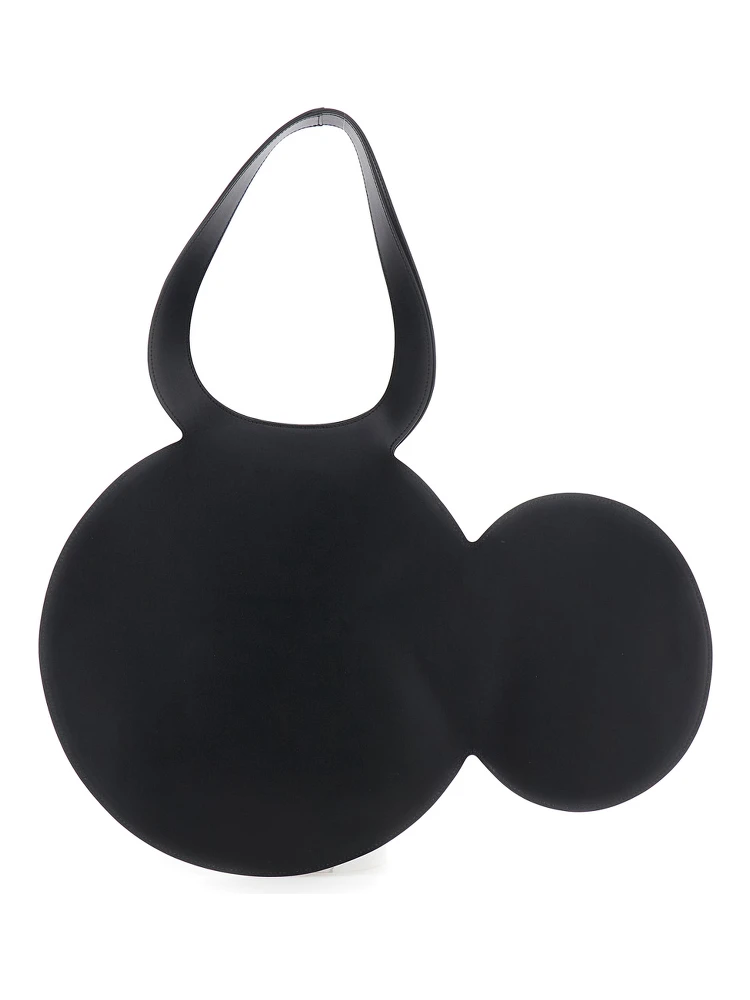 Mickey Black Handbag with Cut-Out Handle and Logo Lettering on the Front in Leather Woman alternative