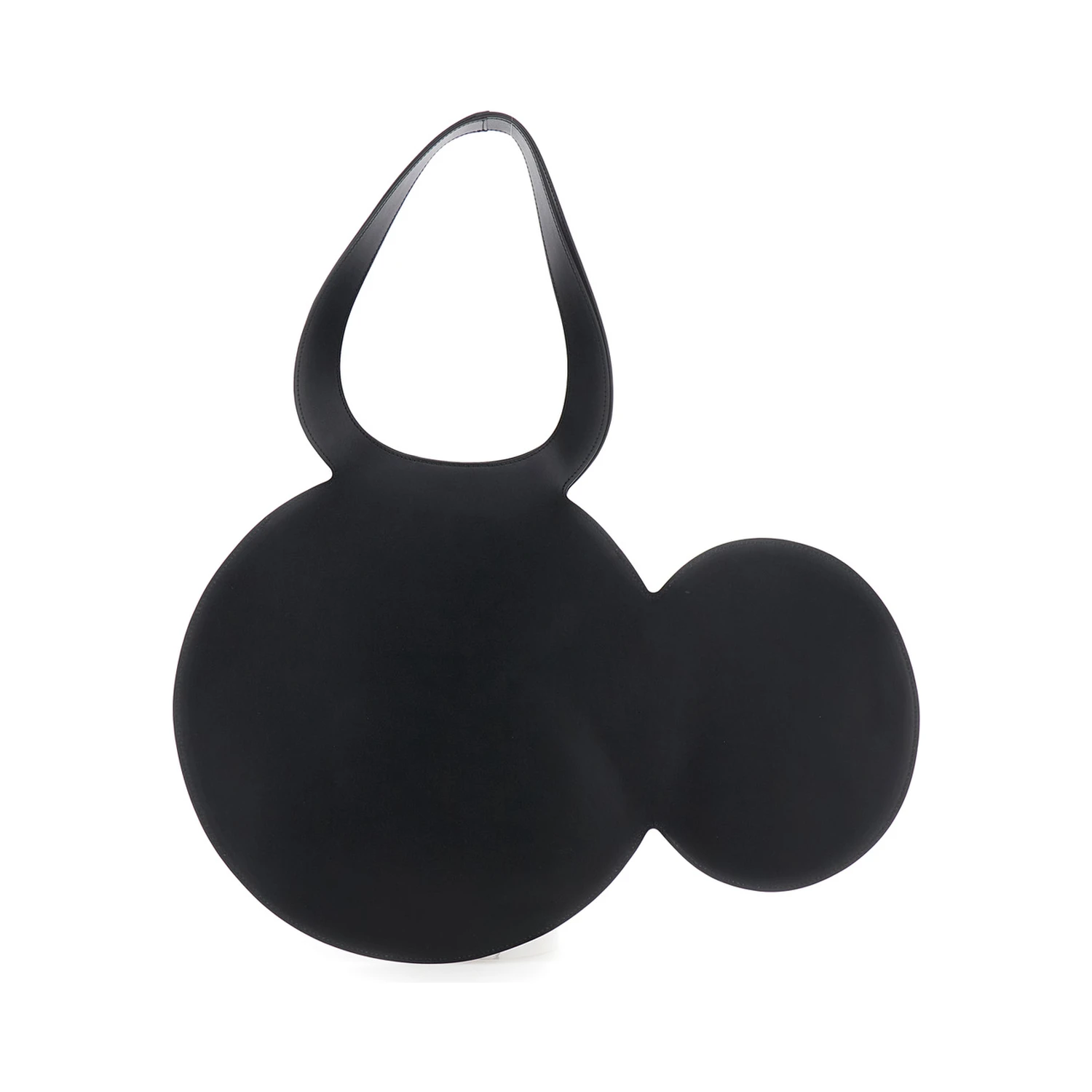Mickey Black Handbag with Cut-Out Handle and Logo Lettering on the Front in Leather Woman