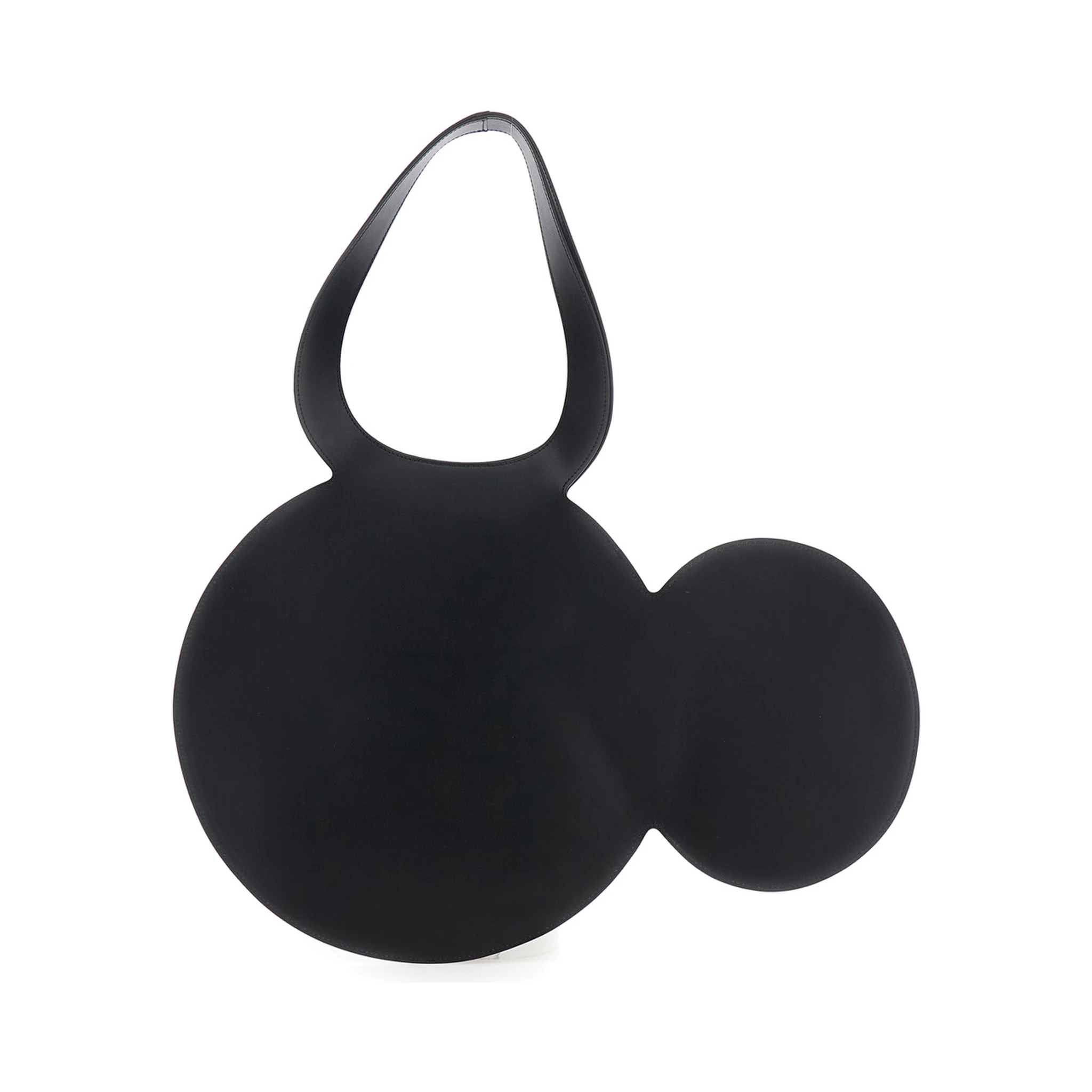 Mickey Black Handbag with Cut-Out Handle and Logo Lettering on the Front in Leather Woman