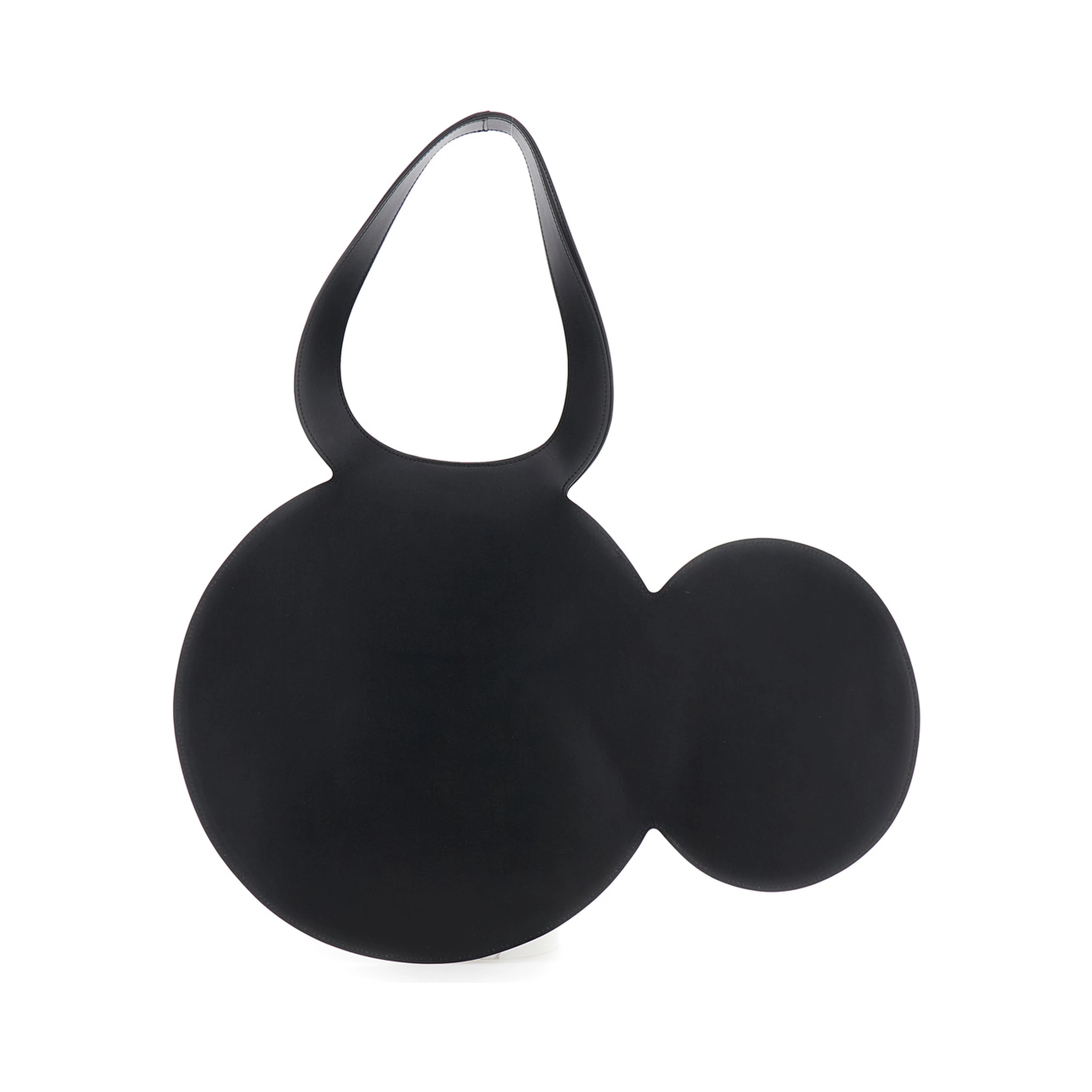 Mickey Black Handbag with Cut-Out Handle and Logo Lettering on the Front in Leather Woman