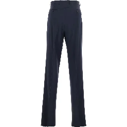 Blue Tailored Trousers with Double Pence in Virgin Wool Man