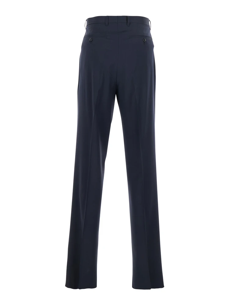Blue Tailored Trousers with Double Pence in Virgin Wool Man alternative