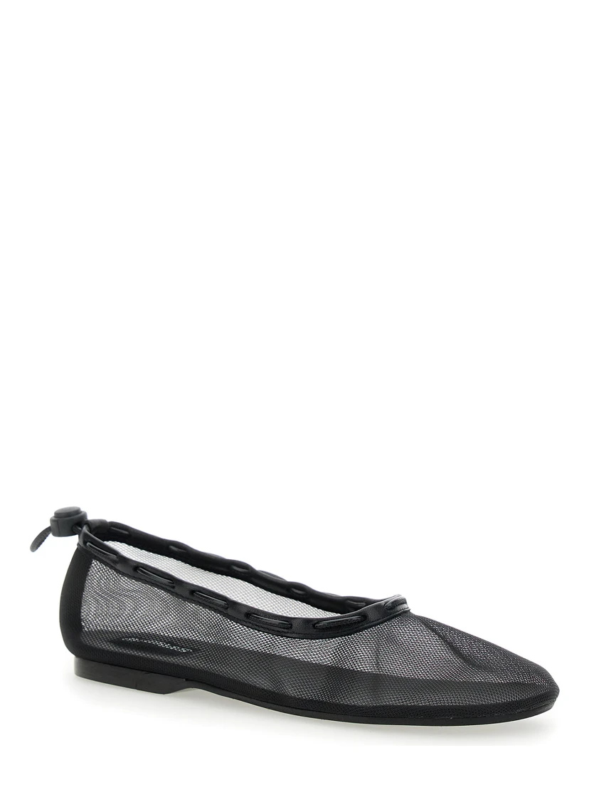 Gill Black Ballerinas with Semi-Transparent Mesh Design and Adjustable Drawstring in Tech Fabric Woman