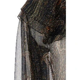 Multicolor Off-Shoulder Blouse with Drawstring Poet Sleeves in Silk Blend Woman