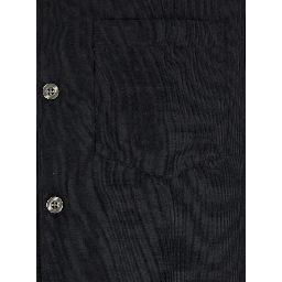 Black Shirt with Classic Collar in Virgin Wool Blend Man