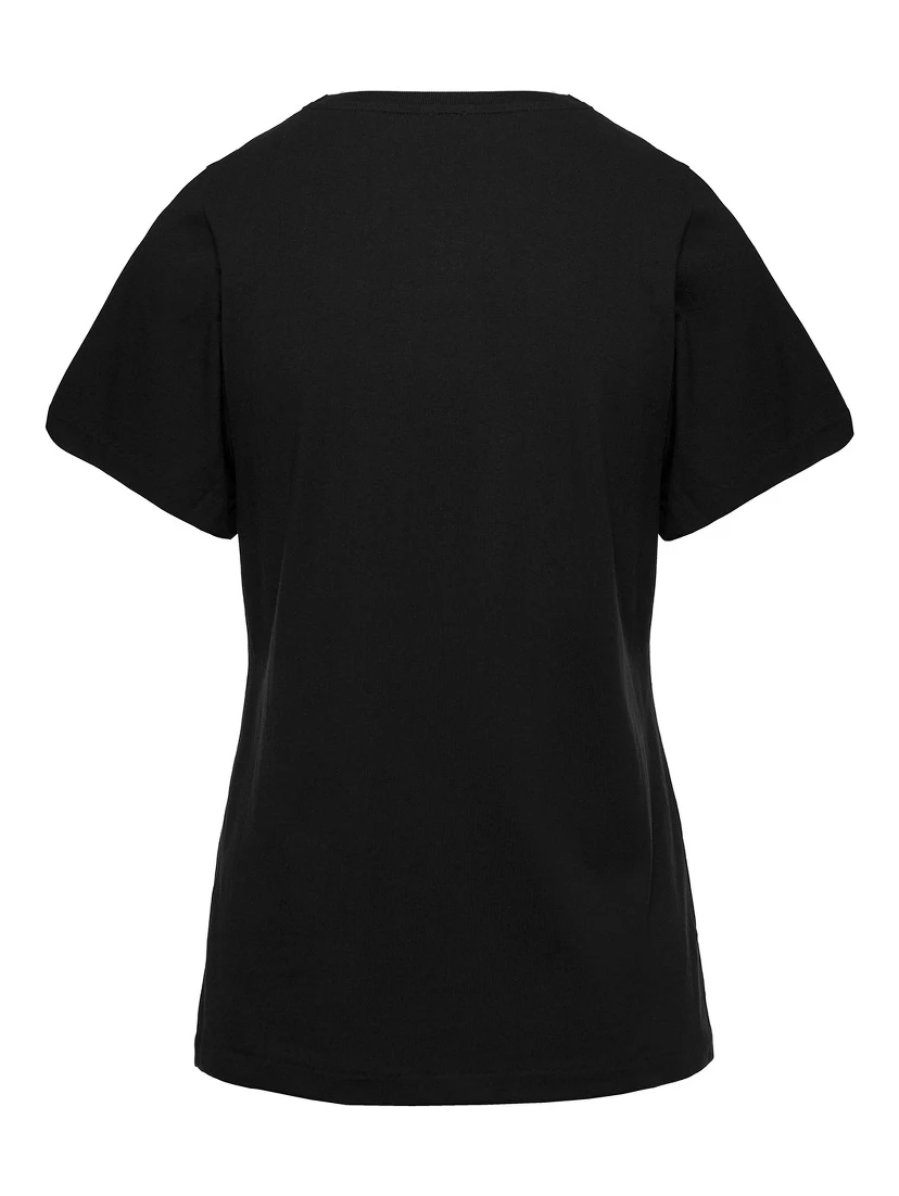 Crewneck T-Shirt in Black Cotton Woman