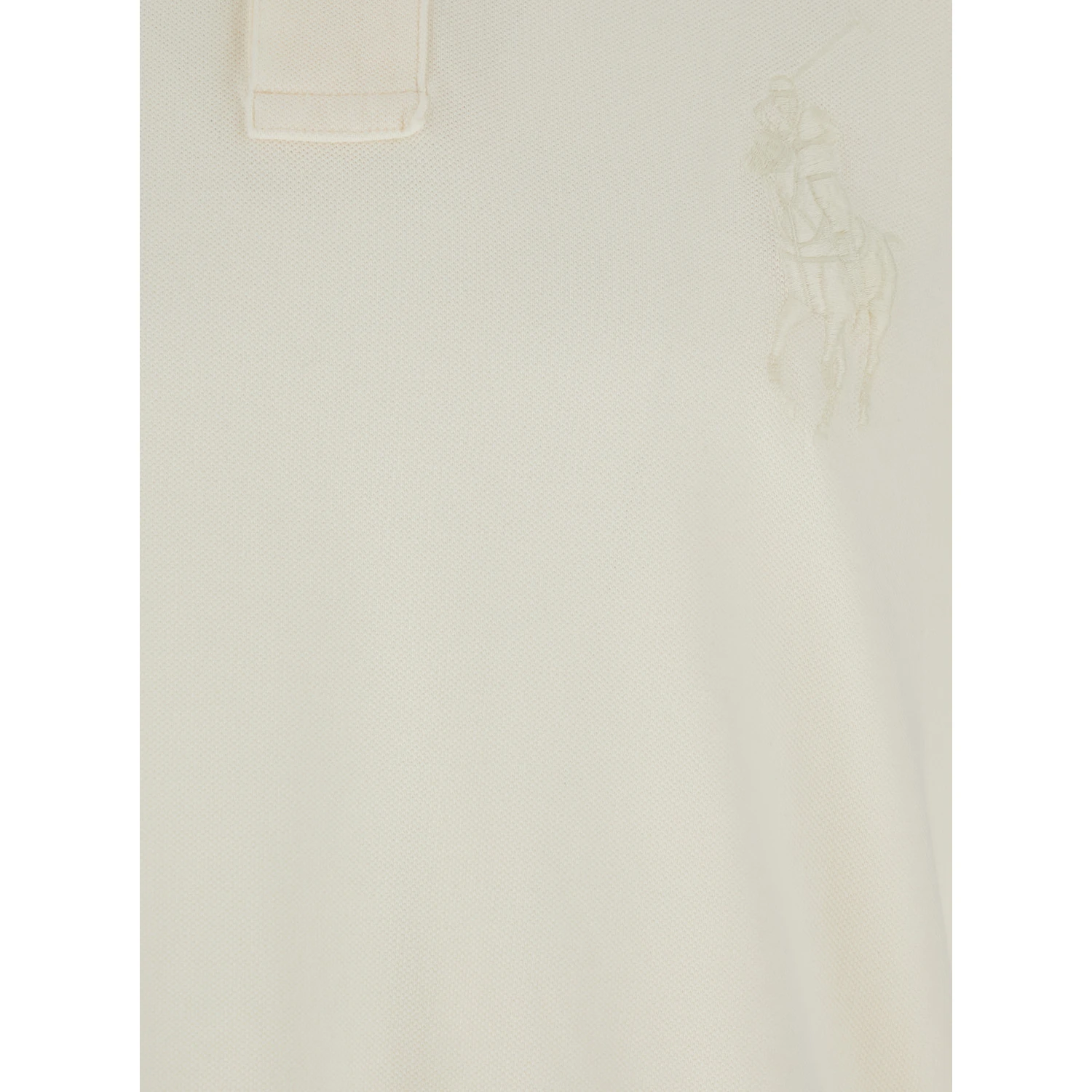 "Custom Slim Fit" White Polo Shirt with Large Pony Detail on the Front in Cotton Piquet Man
