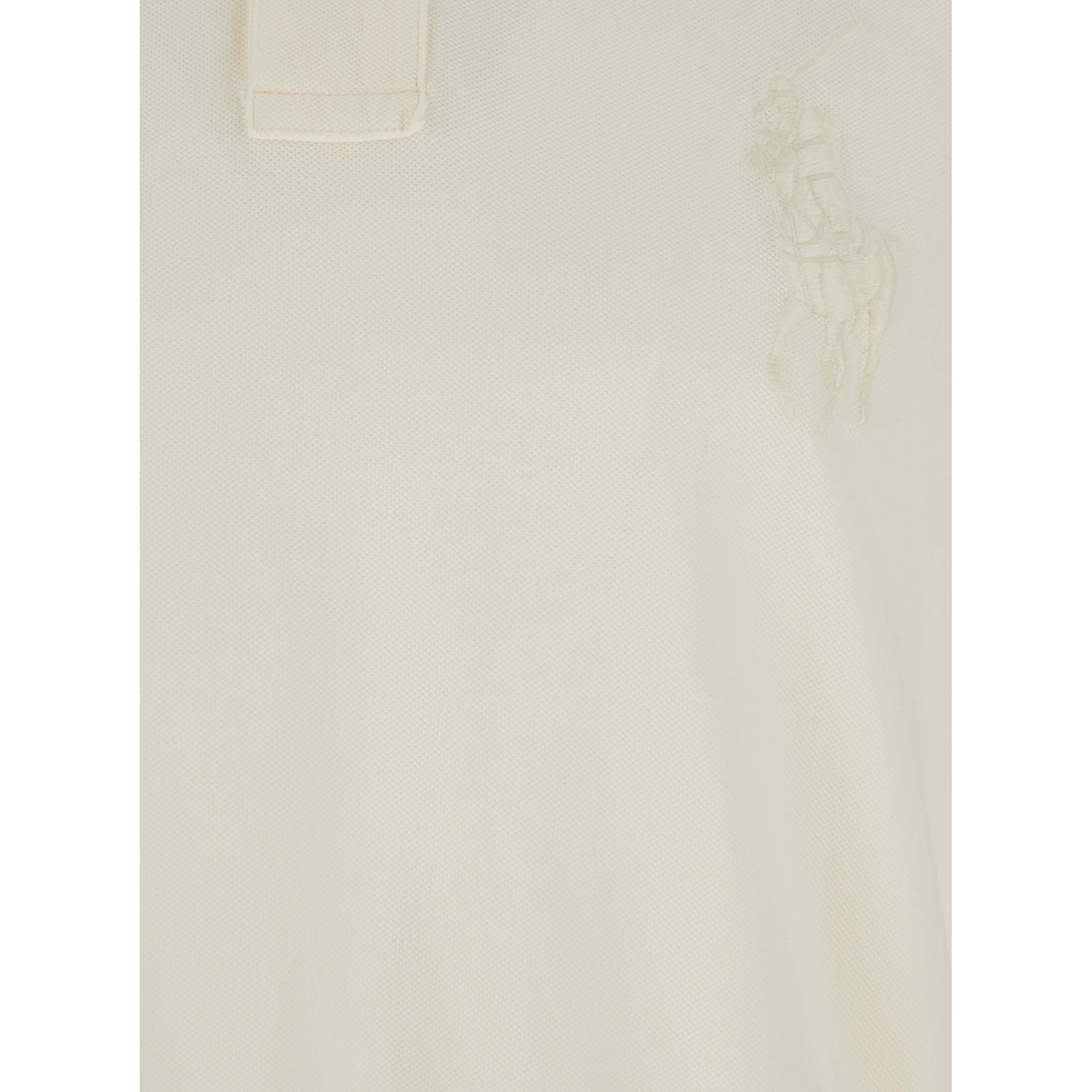 "Custom Slim Fit" White Polo Shirt with Large Pony Detail on the Front in Cotton Piquet Man