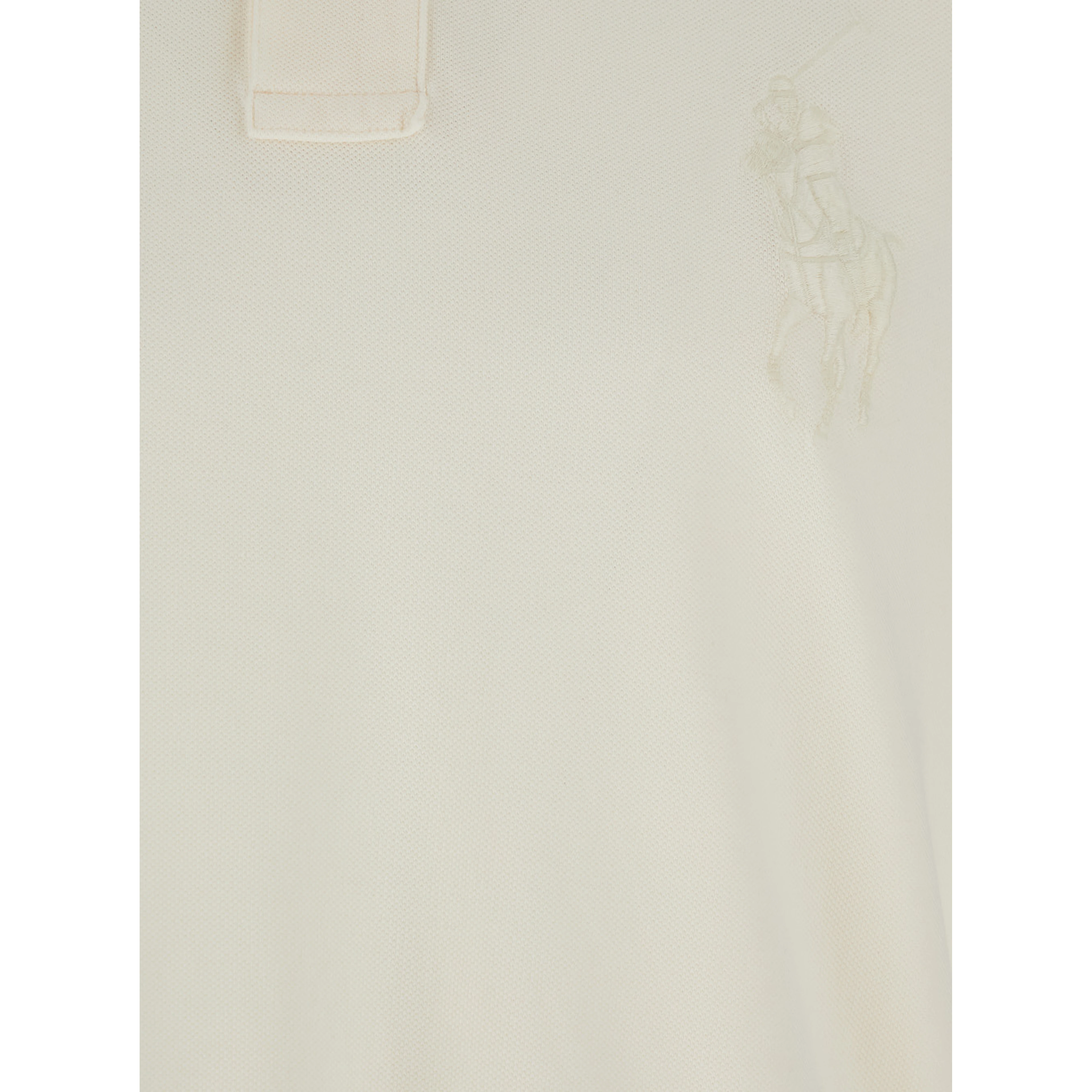 "Custom Slim Fit" White Polo Shirt with Large Pony Detail on the Front in Cotton Piquet Man