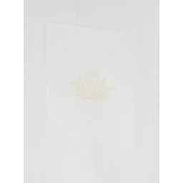 White Shirt with Classic Collar and Logo Embroidery on the Front in Cotton Man