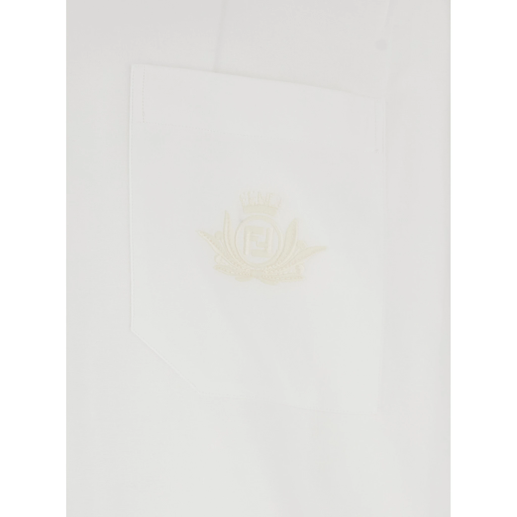 White Shirt with Classic Collar and Logo Embroidery on the Front in Cotton Man