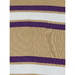 Beige Polo Shirt with Logo Imprinted on the Front and All-Over Striped Motif in Cotton Man