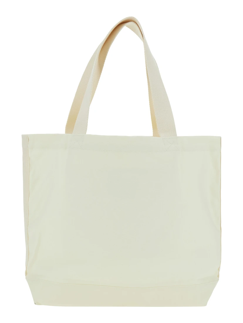 White Shopper with Maxi Logo Lettering on the Front in Cotton Man