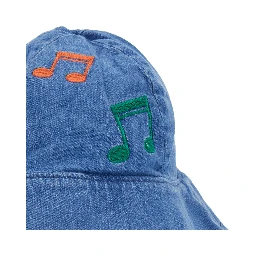 Blue Hat with Musical Notes Embroidered on the Front in Denim Boy