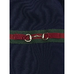 Blue Hoodie with Web Detail with Horsebit on the Front in Cotton Girl