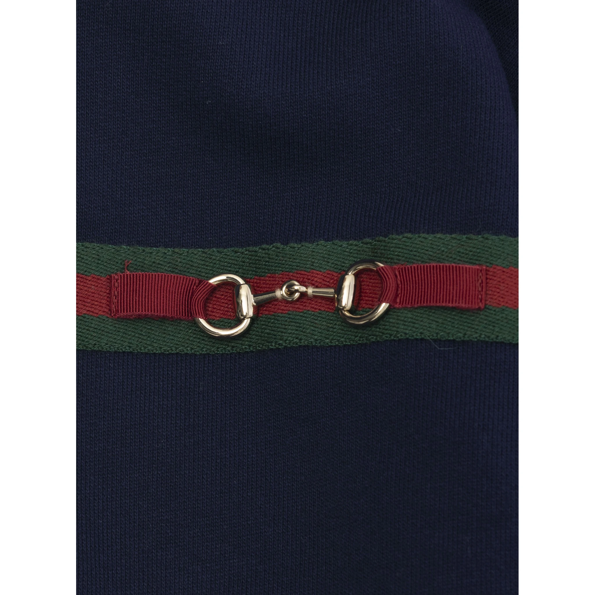 Blue Hoodie with Web Detail with Horsebit on the Front in Cotton Girl