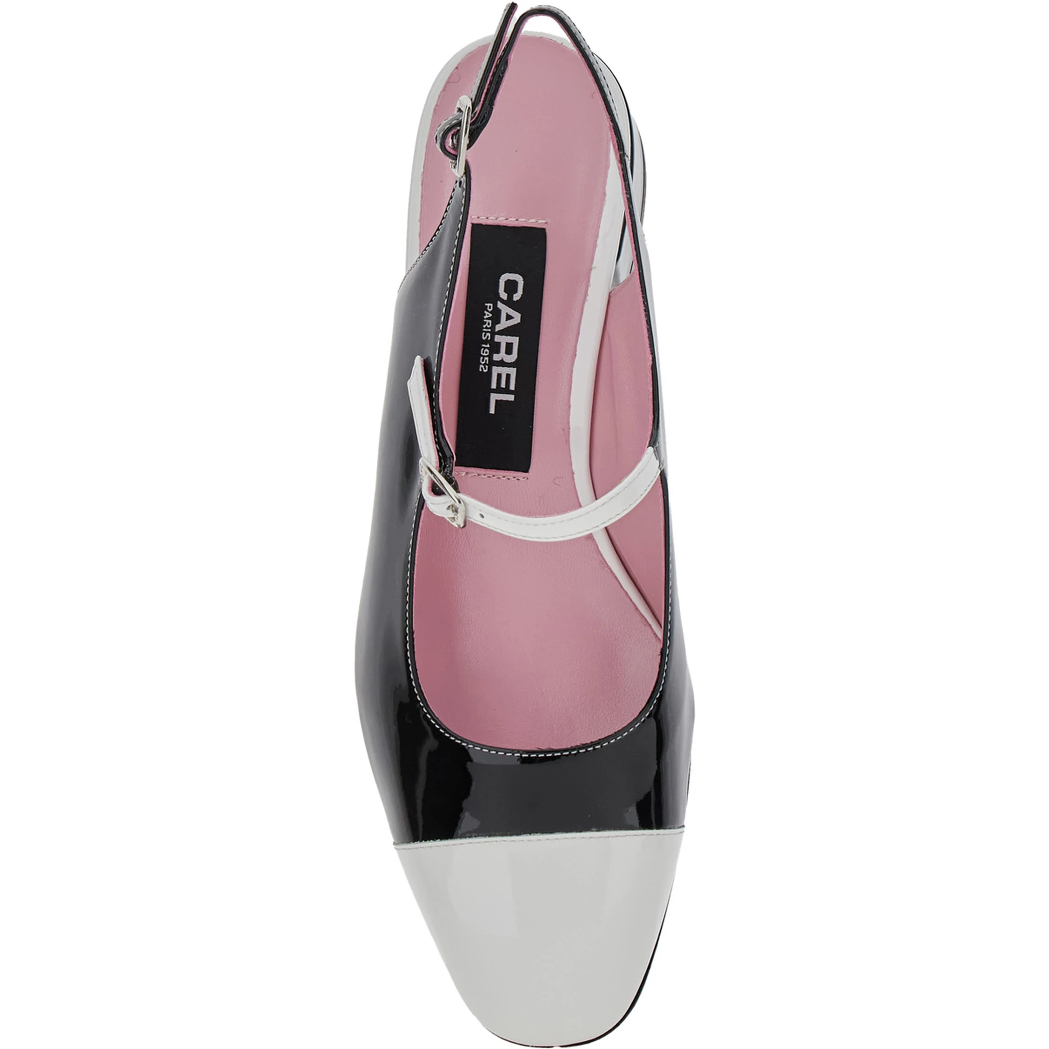 Ischia Black Slingback Pumps with Adjustable Strap in Patent Leather Woman