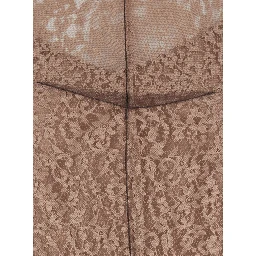 Beige Sleeveless Crewneck Dress with Floral Embroidery in Lace Woman