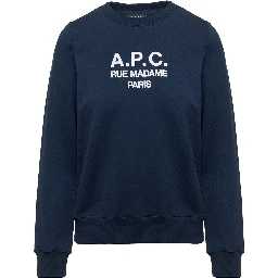 Blue Tina Sweatshirt in Fleece Cotton with Logo Embroidery to the Chest A.P.C. Woman