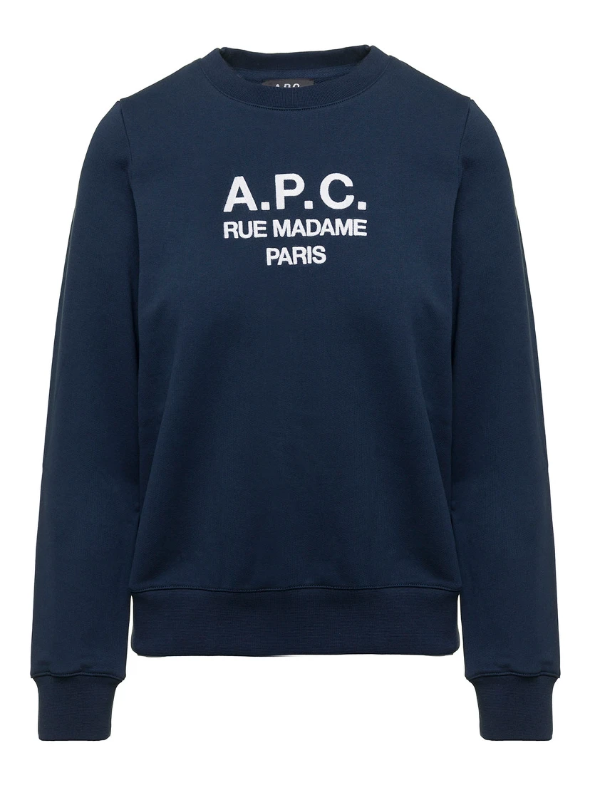 Blue Tina Sweatshirt in Fleece Cotton with Logo Embroidery to the Chest A.P.C. Woman
