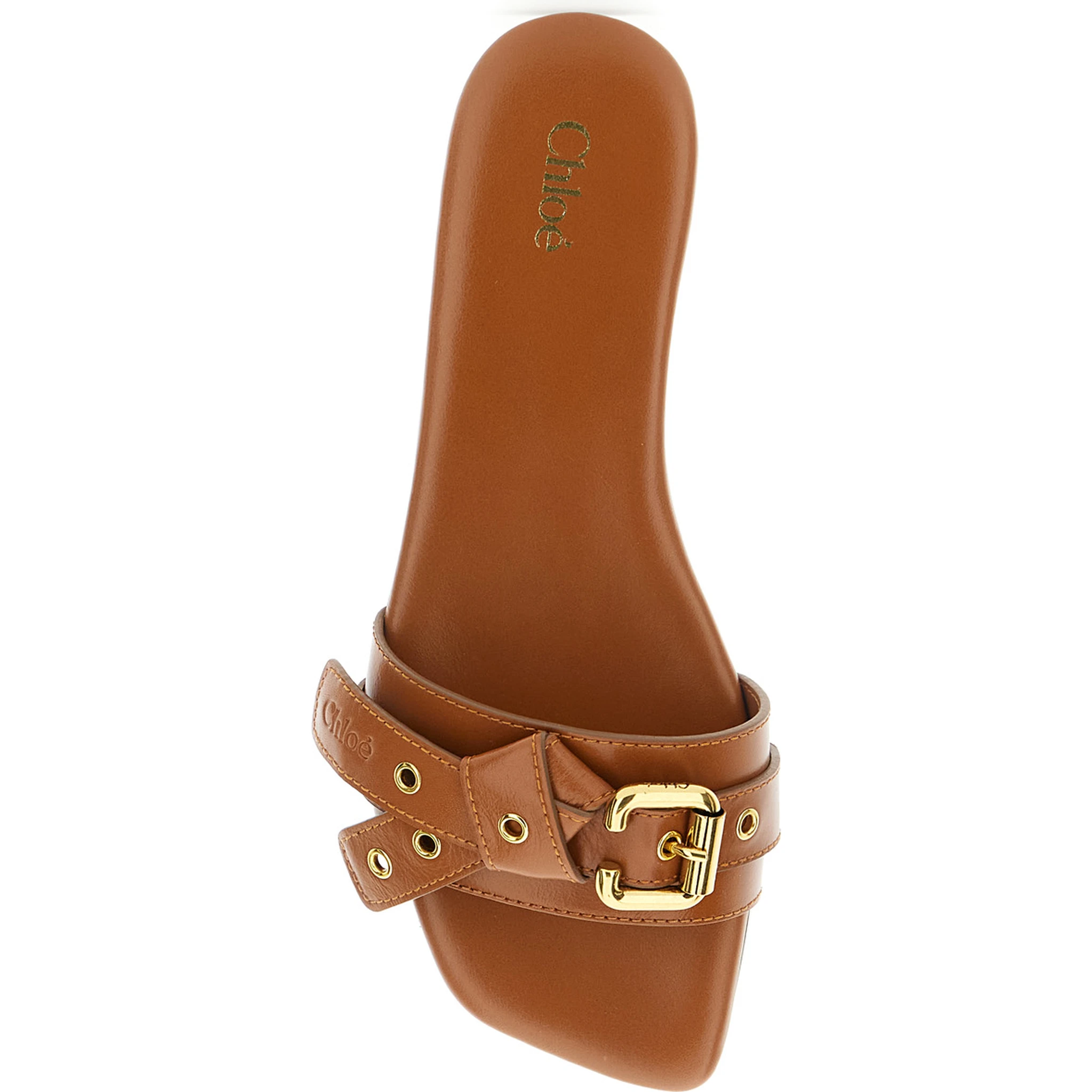 Mae Brown Sandals with Strap Embellishment with Logo in Leather Woman