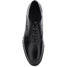 Black Lace-Up Shoes with Almond Toe and Front Laces in Leather Man