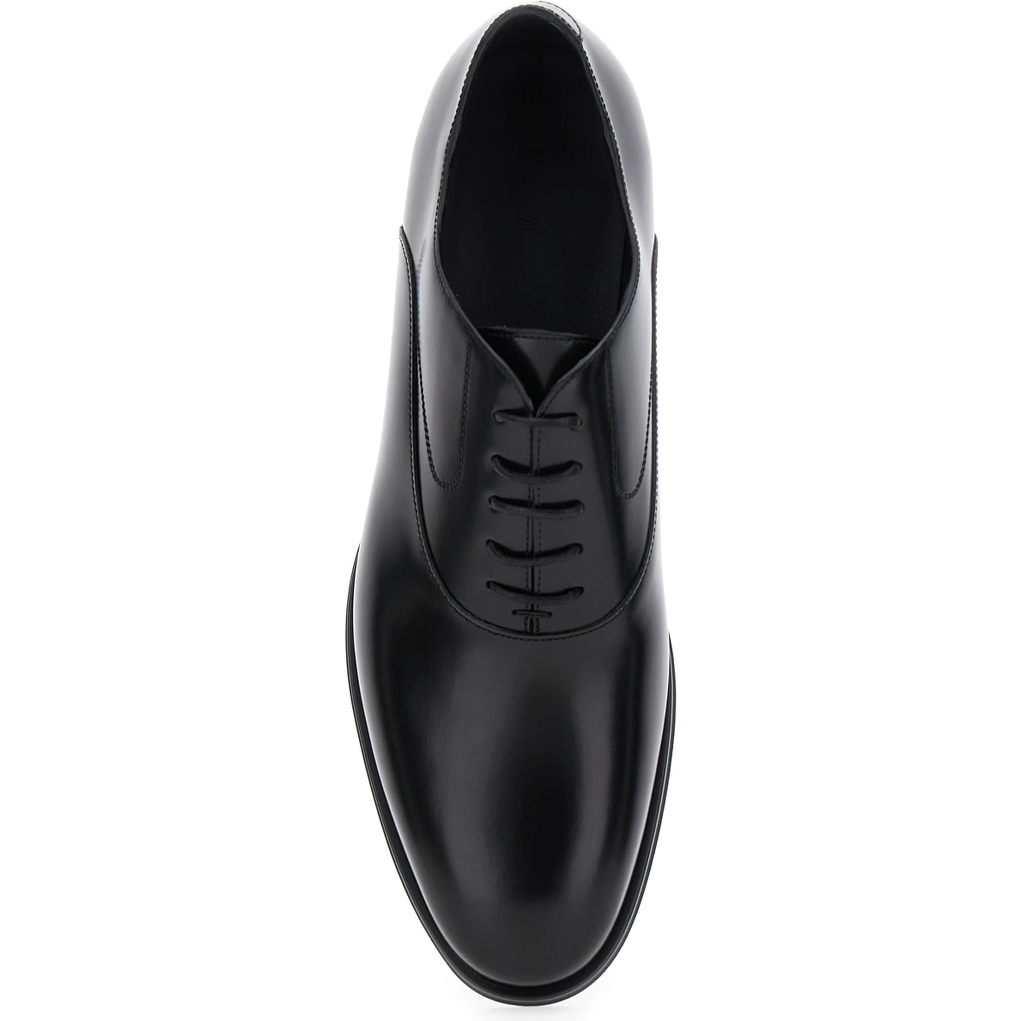 Black Lace-Up Shoes with Almond Toe and Front Laces in Leather Man
