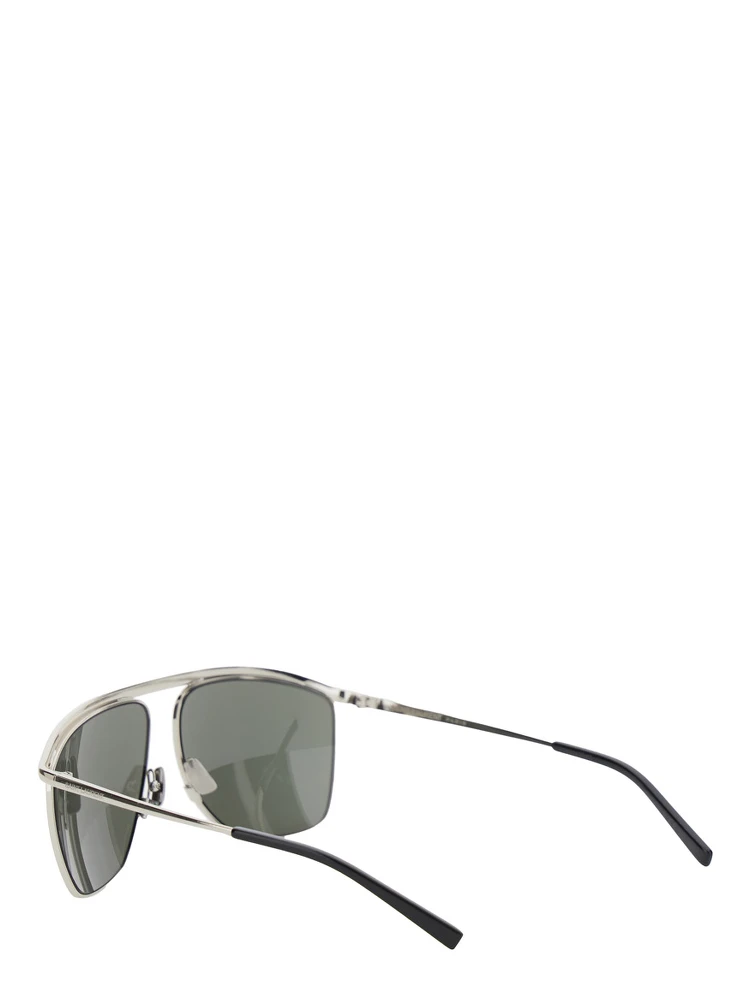SL 820 Metallic Aviator Sunglasses with Nylon Lenses and Curved Top Bar in Metal Woman alternative