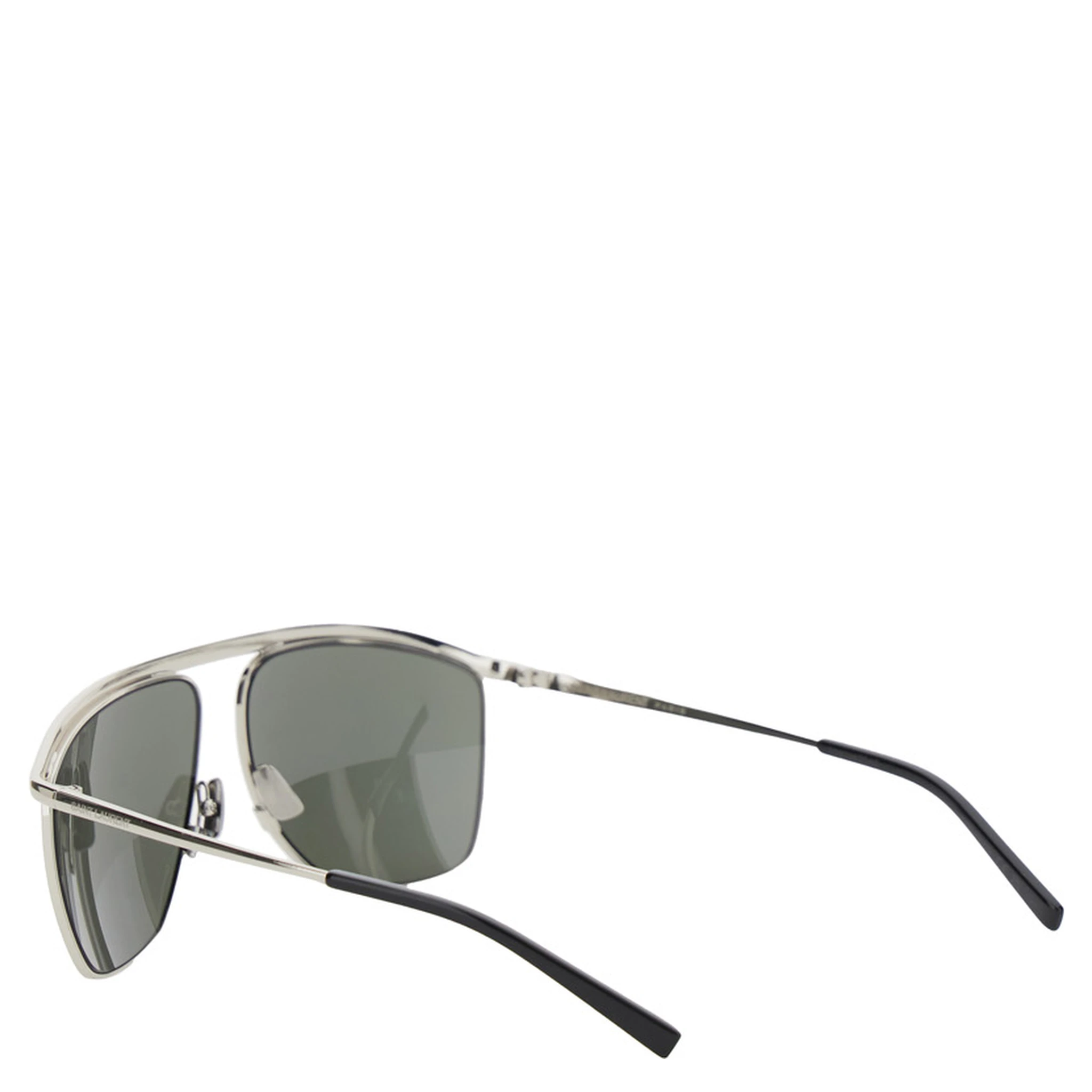 SL 820 Metallic Aviator Sunglasses with Nylon Lenses and Curved Top Bar in Metal Woman