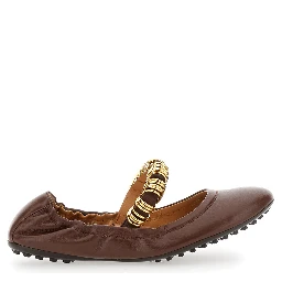 Dee Brown Ballerinas with Decorative Rings on the Front in Leather Woman