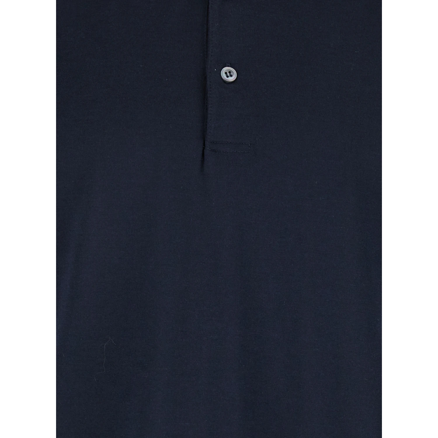 Blue Polo with Classic Collar and Long Sleeves in Cotton and Silk Blend Man