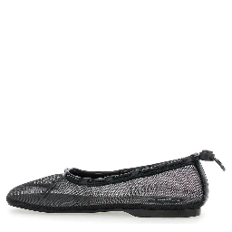 Gill Black Ballerinas with Semi-Transparent Mesh Design and Adjustable Drawstring in Tech Fabric Woman