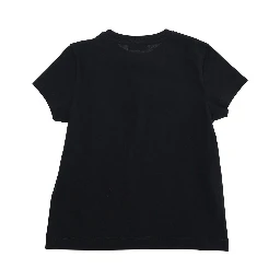 Black Crewneck T-Shirt with Logo Lettering Embroidery on the Front and Logo Patch on the Front in Cotton Girl