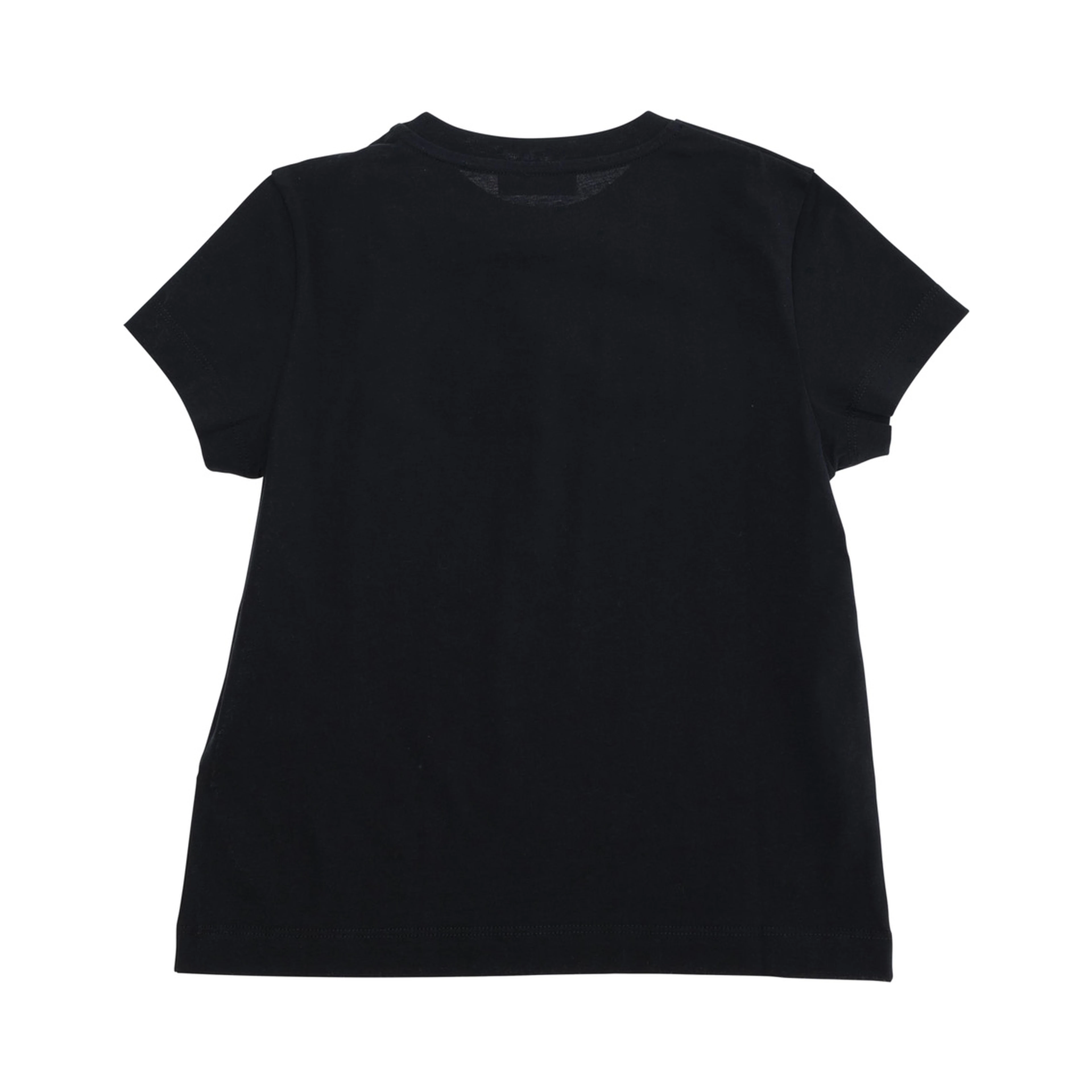 Black Crewneck T-Shirt with Logo Lettering Embroidery on the Front and Logo Patch on the Front in Cotton Girl