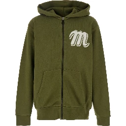 Green Sweatshirt with Monogram Embroidery on the Front and Logo Patch on the Sleeve in Cotton Jersey Man