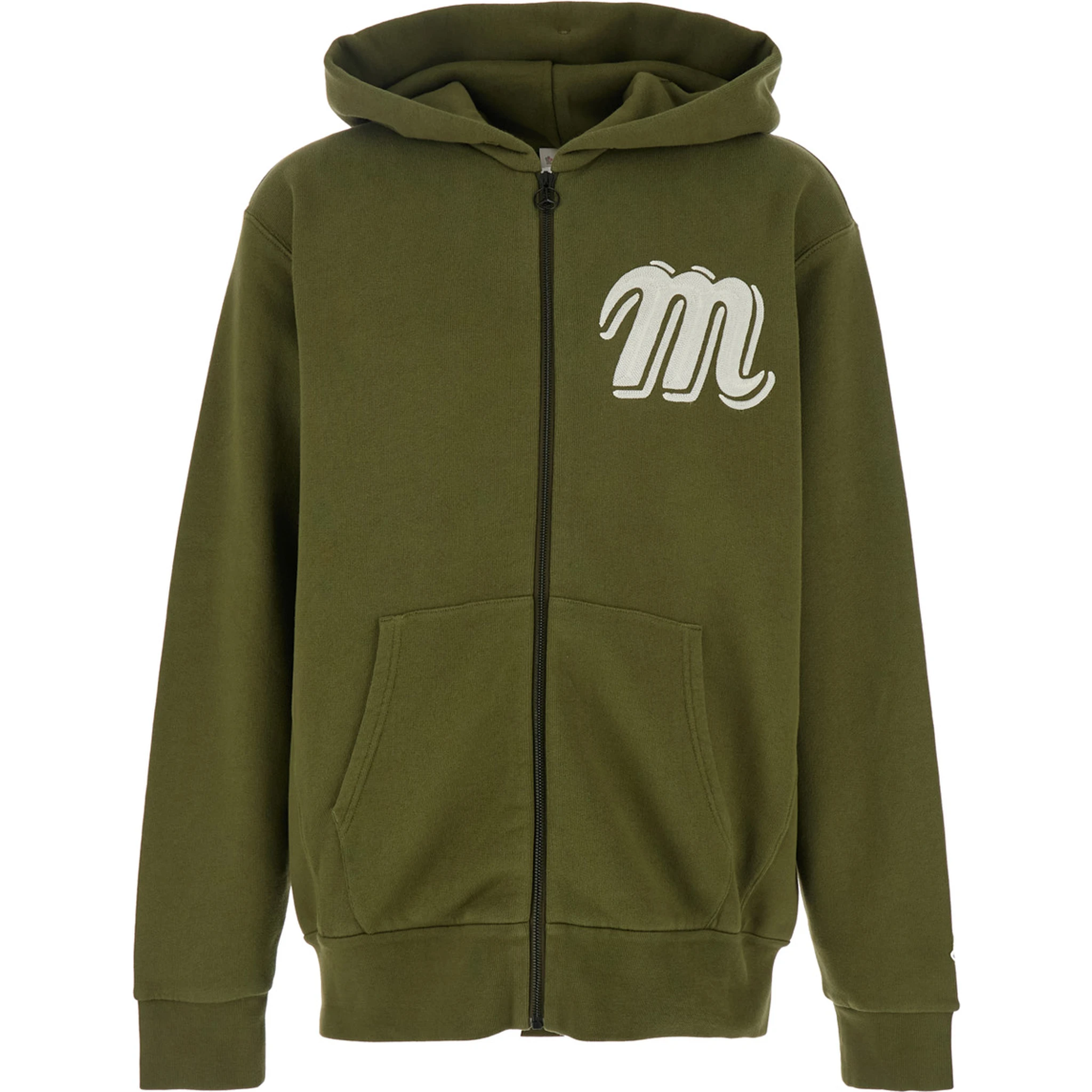 Green Sweatshirt with Monogram Embroidery on the Front and Logo Patch on the Sleeve in Cotton Jersey Man