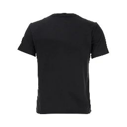 Black T-Shirt with Logo Embroidered on the Front in Cotton Woman