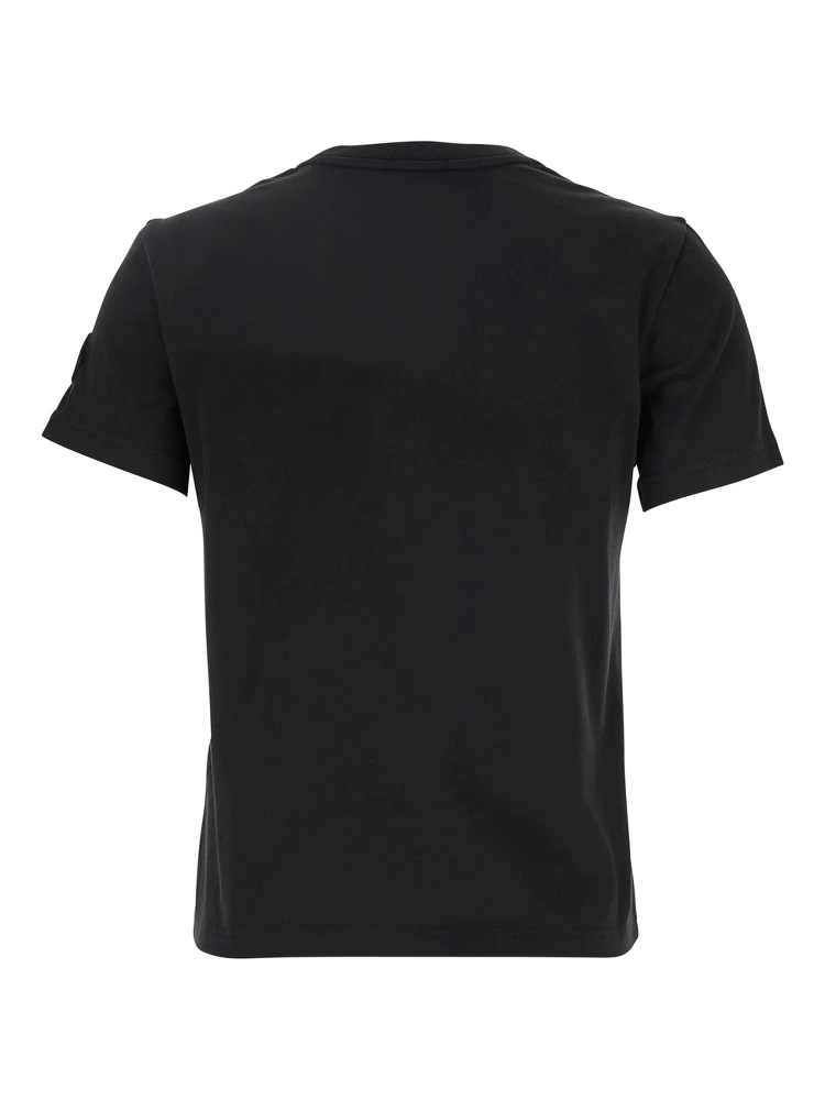 Black T-Shirt with Logo Embroidered on the Front in Cotton Woman alternative