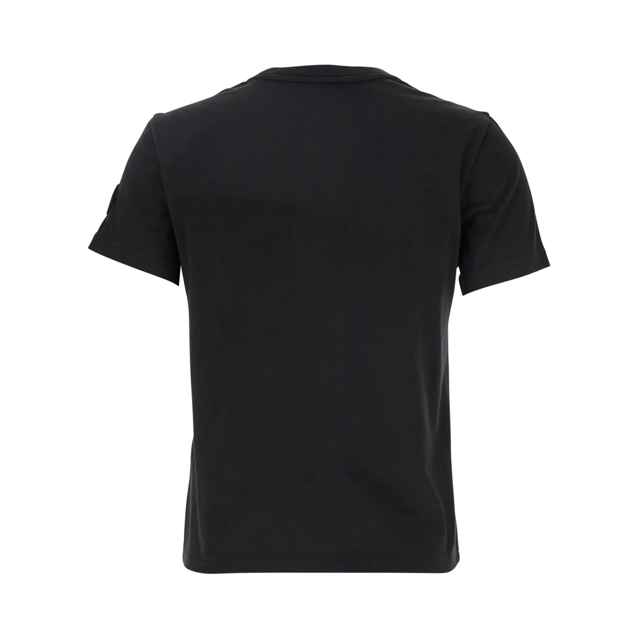 Black T-Shirt with Logo Embroidered on the Front in Cotton Woman