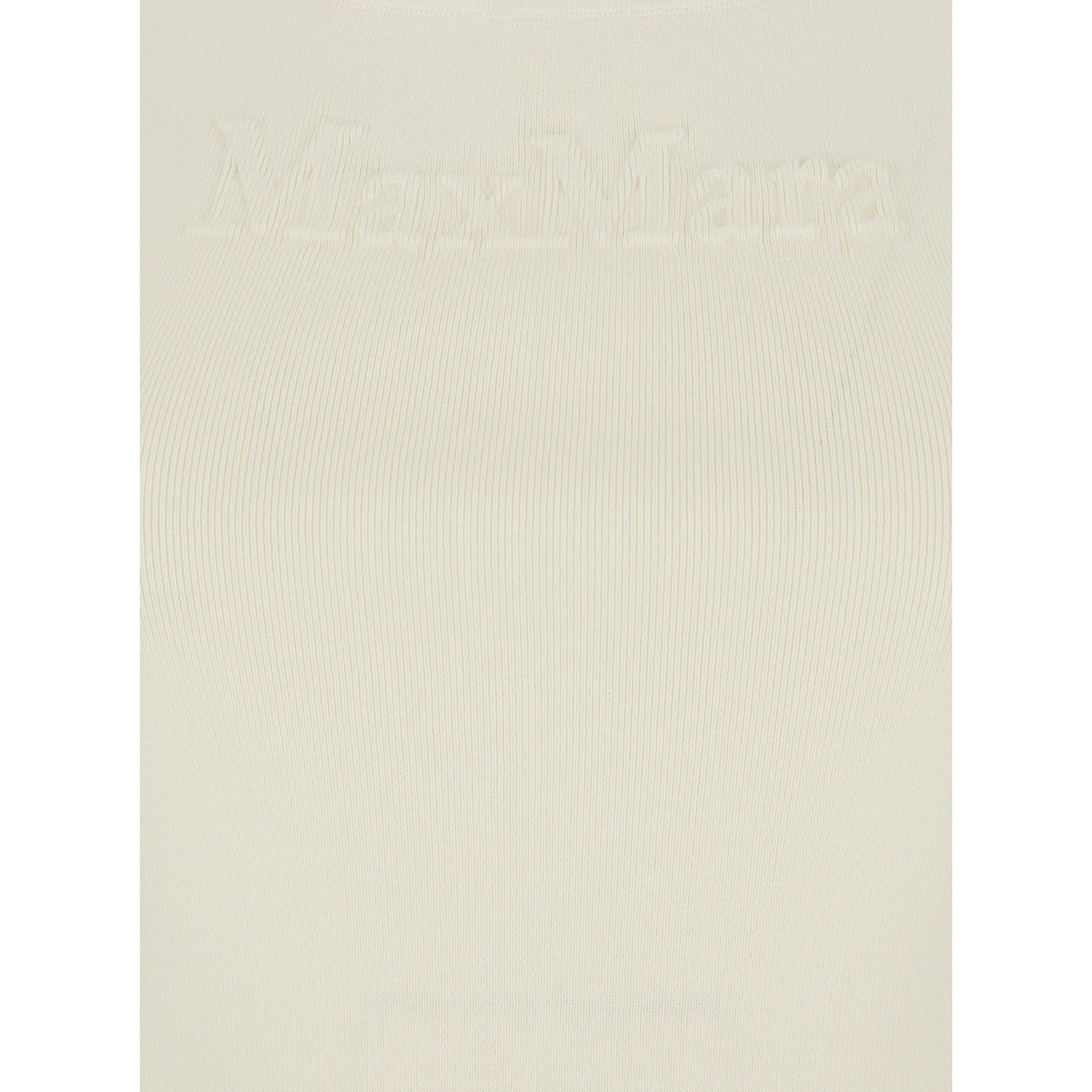 Pentola White Sleeveless Top with Square Neck and Tonal Logo Lettering Embroidery on the Front in Viscose Blend Woman