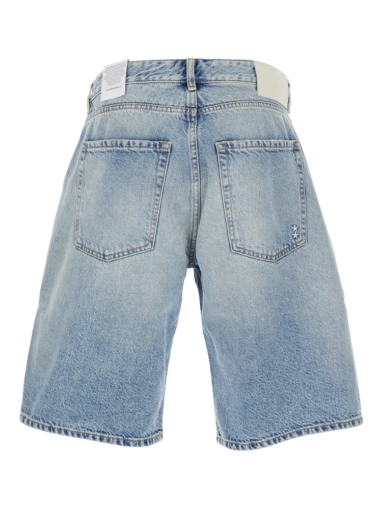 Light Blue Five-Pocket Bermuda Shorts with Logo Patch on the Back in Denim Man alternative