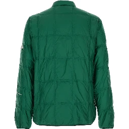 Jayel Green Down Jacket with High Neck and Logo Patch on the Sleeve in Tech Fabric Man
