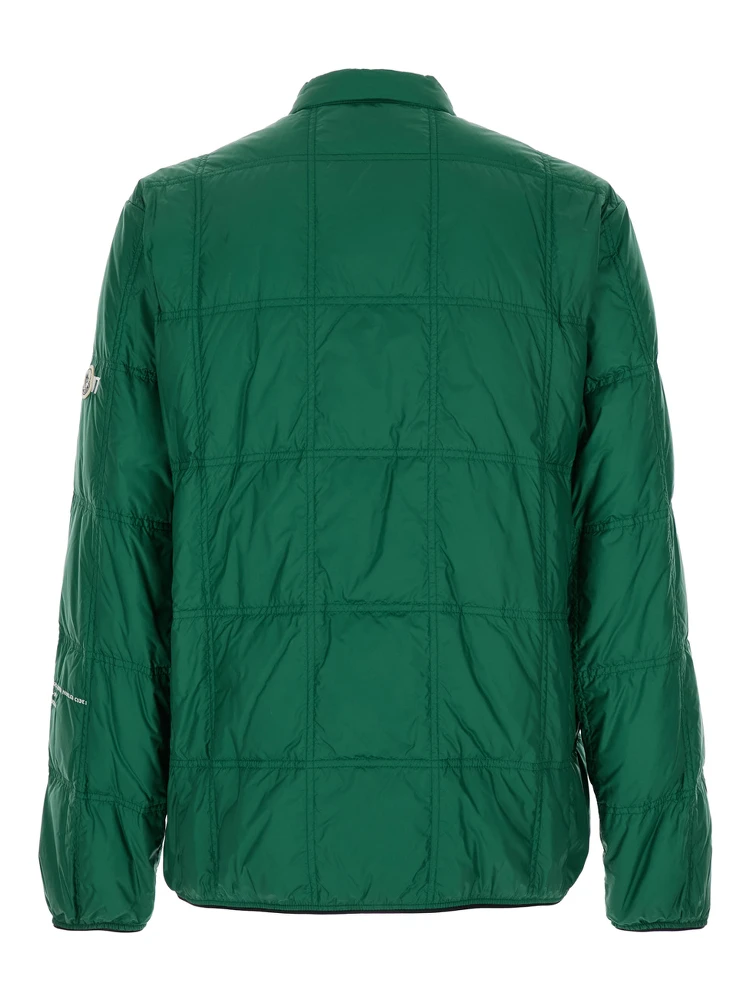 Jayel Green Down Jacket with High Neck and Logo Patch on the Sleeve in Tech Fabric Man
