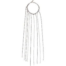 Silver-Colored Necklace with All-Over Applied Glass Crystals and Adjustable Clasp in Brass Woman