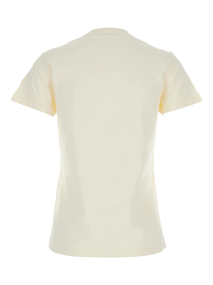 White T-Shirt with Embroidered Logo on the Front and Logo Patch on the Sleeve in Cotton Woman alternative