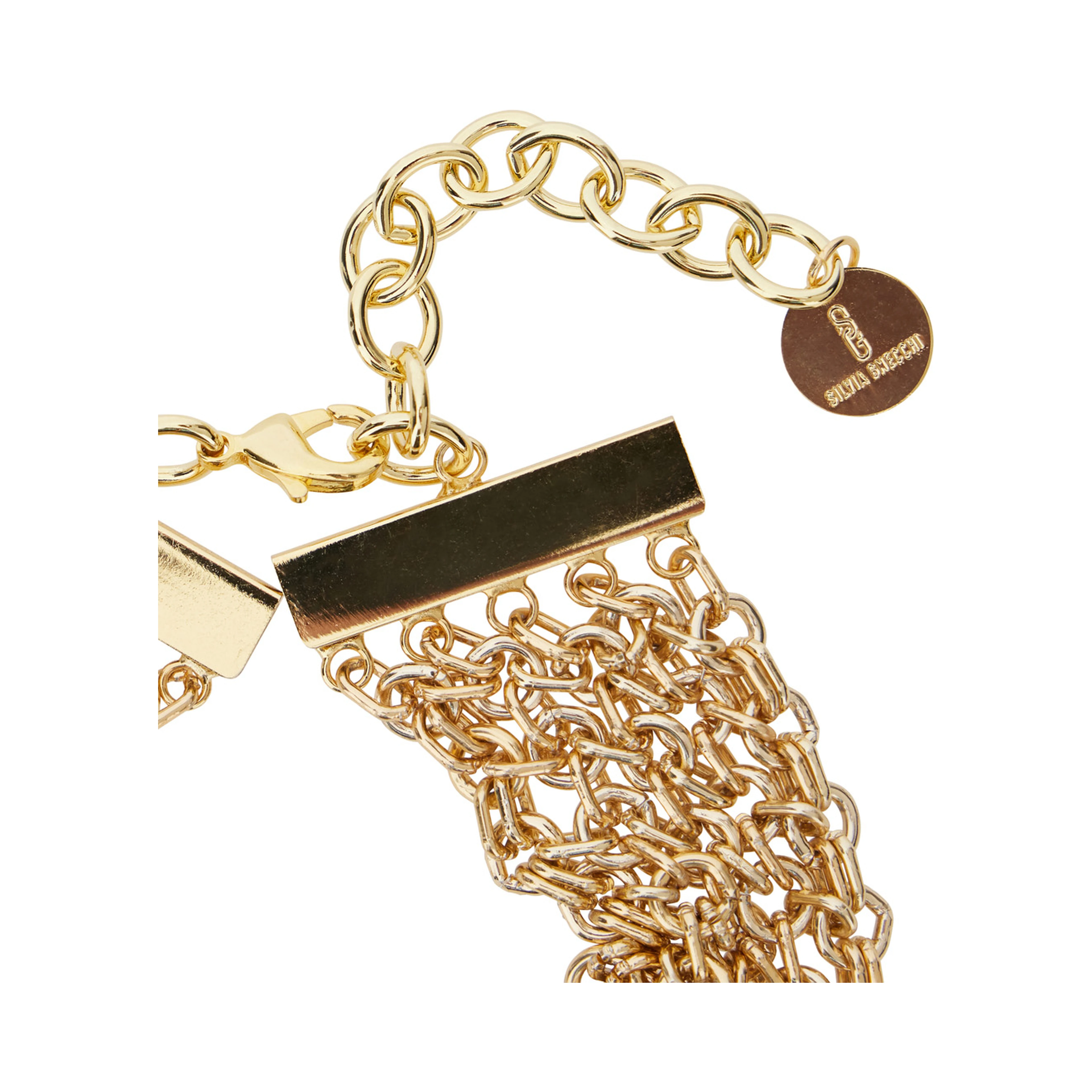 Bandite Gold-Colored Necklace with Chain Design and Logo Pendant in Brass Woman